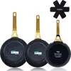 Image de Briebe Gold Titanium Set 3 poêles à induction antiadhésives Titan 18-20-24cm, Aluminium forgé Noir