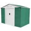 Image de Gardiun   Abri De Jardin Métal 4,72 M²   Dimensions 181x261x198 Cm   Acier Galvanisé Vert   Double Porte Coulissante   Grille D'Aération
