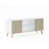 Image de WIND Meuble TV avec 2 portes, salon, Blanc et chêne, 137x40x57cm