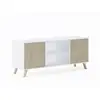 Image de Meuble Tv 140 Avec 2 Portes, Salon, Modèle Wind, Couleur Structure Blanche, Portes Couleur Puccini, Dimensions 137x40x57cm Hauteur. - Skraut Home