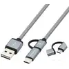 Image de CoolBox COO-CAB-U2MC-GR câble USB USB 2.0 1 m USB A USB C/Micro-USB B Gris - Neuf