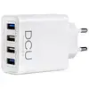 Image de DCU Tecnologic Smart Charger 4 Ports USB - Chargement Rapide pour Jusqu'à 4 Appareils Simultanément - Couleur Blanc - Neuf
