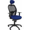 Image de Piqueras y Crespo (Piqu7) Jorquera Chair Black Mesh Bali Seat Navy avec tête de lit fixe bureau, sculpture unique