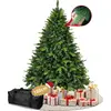 Image de 180cm Arbre de Noël Artificiel avec Support en Bois, Branches Très Fournies, Apparence Naturelle et Montage Facile, Sac de Transport Inclus