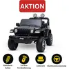 Image de Voiture électrique pour enfants JEEP Wrangler, noir, double siège en similicuir Ouverture des portes en similicuir, radio avec entrée Bluetooth et USB, 4 roues motrices, batterie au lithium, roues EVA, axes de suspension, télécommande 2,4 GHz, sous licence