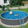Image de Piscine Hors Sol Ronde Graphite 360 Cm   Volume 12 M³   Hauteur 120 Cm   Acier Galvanisé 0,4 Mm   Doublure Intérieure Lagon 0,5 Mm   Azuro