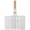 Image de Panier barbecue universel en métal chromé avec manche en bois