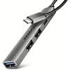 Image de Axagon HUB USB HUE-STC, hub 4x USB ALU STRIP, 1x USB-A 5 Gbps, 2x USB-A et 1x USB-C 480 Mbps, câble USB-C 12 cm, USB 3.2 Gen 1 (3.1 Gen 1) Type-C, USB 2.0, USB 3.2 Gen 1 (3.1 Gen 1) Type-A, USB Type-C, 5 Mbit/s, gris, aluminium, 0,12 m