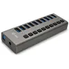 Image de Hub de recharge i-tec USB 3.0 à 10 ports + adaptateur secteur 48 W, usage intérieur, courant alternatif, 1 m, gris