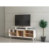 Image de Skye Decor, meuble TV haut de gamme, 120 x 56,9 x 29,5 cm, 100 % aggloméré mélaminé, épaisseur 18 mm, blanc et teck, design moderne, nombreuses étagères, fixation murale possible.