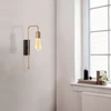 Image de Opviq, applique murale industrielle en métal, dorée et noire, 42 cm de haut, 6 x 22 cm, E27 max. 40 W, IP20, notice de montage incluse | Un design élégant pour les intérieurs modernes.