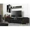 Image de Skye Decor, Veyron - Black, Gold, Meubles TV, noir, plateau mélaminé, 180 x 32,3 x 45 cm