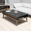 Image de Skye Decor, table basse moderne en noyer et noir, 105 x 60 x 34,6 cm | Panneau de particules 100 % mélaminé, épaisseur 18 mm | Un design marbré élégant pour votre intérieur.