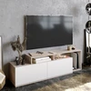 Image de Skye Decor, meuble TV moderne, 149,8 x 42,9 x 35,3 cm, 100 % aggloméré mélaminé, épaisseur 18 mm, nombreuses étagères, fixation murale possible, coloris Cordoba et blanc, élégant et fonctionnel.