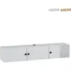 Image de Meuble TV suspendu en bois blanc au design moderne 150x32x28cm Leo - Blanc