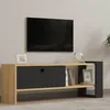 Image de Yonca Meuble Tv 100 % Mélamine Anthracite, Chêne