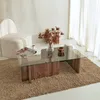 Image de Table de salon Skye Decor en bois et verre, couleur noyer - Table basse moderne, table d'appoint & table de salon avec plateau en verre - 100% verre trempé
