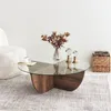 Image de Skye Decor, Lily - Walnut, tables basses, noyer, verre, 90 x 30 x 90 cm