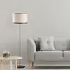 Image de Opviq, lampadaire haut de gamme, structure en métal, noir et blanc, 40 x 40 x 156 cm | Abat-jour en tissu, diamètre 40 cm, culot E27, 40 W max. | Un design élégant pour un intérieur moderne.