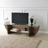 Image de Skye Decor, Lily TV - Walnut, Table de télévision, noyer, 100 % verre trempé, 158 x 35 x 40 cm