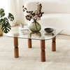 Image de Skye Decor, Kei - Walnut, table basse, noyer, 100 % verre trempé, 80 x 80 x 40 cm