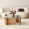 Image de Skye Decor, Escape - Sapphire Oak, tables basses, chêne saphir, verre, 105 x 40 x 65 cm