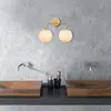 Image de Opviq, applique murale en métal, dorée, 37 x 21 x 27 cm | Diffuseur en verre (diamètre : 15 cm, hauteur : 15 cm) | 2 x E14, max. 40 W | Design élégant pour les hôtels et les intérieurs modernes.