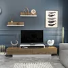 Image de Skye Decor, meuble TV moderne, 180 cm, 100 % aggloméré mélaminé, épaisseur 18 mm, en blanc et chêne Oud | 2 étagères murales (60 cm) | Un design élégant pour votre intérieur.