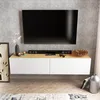 Image de Skye Decor, Poling - Blanc, Noyer, Meuble TV, Blanc, PANNEAUX DE PARTICULES 100 % MÉLAMINÉS, 159,7 x 36,8 x 34,1 cm