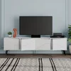 Image de Skye Decor, Dune - White, Table de télévision, blanc, 100 % PANNEAUX DE MÉLAMINE RECOUVERTS, 180 x 29,6 x 50 cm