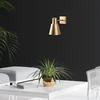 Image de Opviq, applique murale en métal, dorée, 14 x 24 x 21 cm | IP20, douille E27 max. 40 W | Design élégant et industriel pour les intérieurs modernes | Diamètre : 14 cm, hauteur : 13 cm
