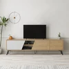 Image de Skye Decor, Fiona - Oak, White, Table de télévision, chêne, 100 % PANNEAUX ESPAGNOLS MELAMINÉS, 180 x 35,6 x 48 cm