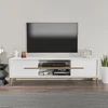 Image de Skye Decor, Eslem - Blanc, Noyer, Meuble TV, Blanc, PANNEAUX DE PARTICULES 100 % MÉLAMINÉS, 120 x 29,6 x 43,6 cm