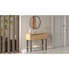 Image de Skye Decor, buffet haut de gamme avec miroir, noyer, 100 x 76 x 29,5 cm | Panneau de particules 100 % mélaminé, épaisseur 18 mm | Pieds en métal, style industriel moderne.
