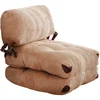 Image de Hanah Home, Fold Kadife - Camel, Canapés-lits, Canapé-lit 1 place, Camel, Velours, 80 x 70 x 60 x cm