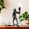 Image de Opviq, Singe,Lampe de table, noir, 100% POLYESTER, 19 x 19 x 46 cm