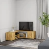 Image de Skye Decor, support TV de haute qualité, finition noyer antique, 120 x 125 x 40 cm. Fabriqué en panneaux de particules mélaminés de 18 mm d'épaisseur. Dispose de nombreux étagères, peut être fixé au mur, design rustique.