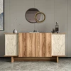 Image de Skye Decor, Diana - Travertine, Walnut, console, travertin, panneaux de particules 100 % mélaminés, 40 x 180 x 81 cm