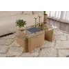 Image de Skye Decor, Vetrino - Honey Oak, table basse, 100 % verre trempé, chêne miel, 105 x 65 x 40 cm