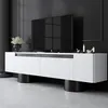 Image de Skye Decor, Bohem - Blanc, Noir, Meuble TV, Blanc, PANNEAUX DE PARTICULES 100 % MELAMINÉES, 180 x 50 x 30 cm