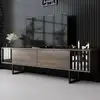 Image de Skye Decor, Chrome Line - Walnut, Black, Armoires de télévision, noyer, 180 x 48 x 30 cm