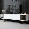 Image de Skye Decor, Gold Line - Blanc, Or, Meuble TV, Blanc, PANNEAUX DE PARTICULES 100 % MÉLAMINÉS, 180 x 48 x 30 cm