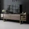 Image de Skye Decor, Gold Line - Walnut, Black, meuble TV, noyer, panneaux de particules 100 % mélaminés, 180 x 48 x 30 cm