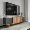 Image de Skye Decor, Diana - Anthracite, Noyer, Meuble TV, Anthracite, PANNEAUX DE PARTICULES 100 % REVÊTUS DE MÉLAMINE, 180 x 33 x 50 cm