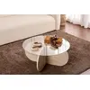 Image de Skye Decor, Aeris - Travertine, transparent, tables basses, travertin, verre, 75 x 75 x 35 cm
