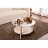 Image de Skye Decor, Clara - Travertine, transparent, table basse, travertin, plateau 100 % mélamine, 75 x 75 x 40 cm