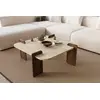 Image de Skye Decor, Afrolli - Travertin, Noyer, Table basse, Travertin, 100 % aggloméré mélaminé, 90 x 90 x 35 cm