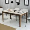 Image de Skye Decor, table à manger haut de gamme, noyer et travertin, 145 x 75 x 88 cm | Panneau de particules 100 % mélaminé, épaisseur 18 mm | Design élégant pour les espaces de vie et de repas modernes.