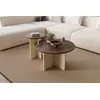 Image de Skye Decor, ensemble de tables basses (2 pièces), noyer et travertin, 70 x 40 x 70 cm et 40 x 47 x 40 cm | Panneau de particules 100 % mélaminé | Design moderne pour des intérieurs élégants.