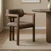 Image de Skye Decor, chaise haut de gamme 100 % hêtre, polyester à texture chenille, facile d'entretien, 54 x 76 x 54 cm | Finitions marron et noyer foncé, design moderne pour toutes les pièces.